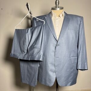 Custom Tailored (John H. Lewis) Mens Light Blue Two Piece Suit 56S 44W